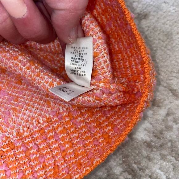 ST. JOHN Collection boucle blazer jacket Women Tweed Pink Coral Orange SZ S - Picture 7 of 12